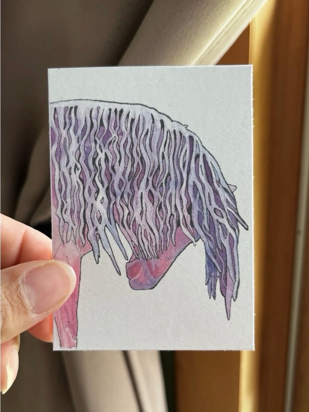 Purple Pony Mane Art Print - Watercolor Illustration 2.5”X3.5”